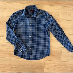 UNTUCKit Men's Long Sleeve Medium Blue Cotton Shirt Plaid